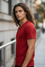 Red V Neck T-Shirt