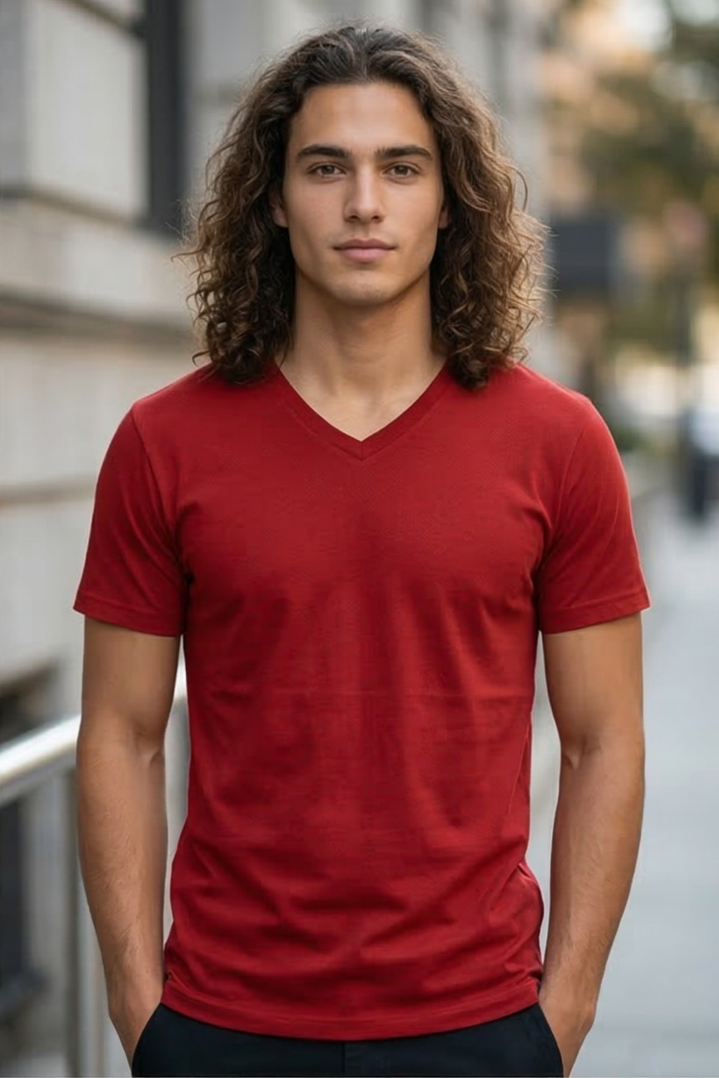 Red V Neck T-Shirt