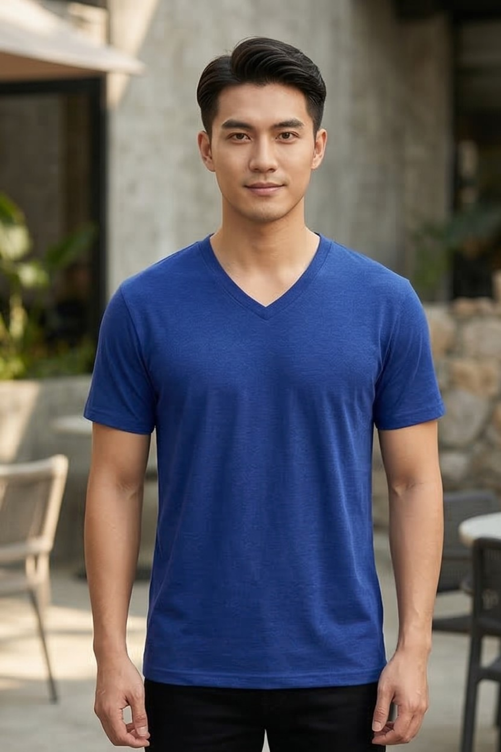 Royal Blue V Neck T-Shirt