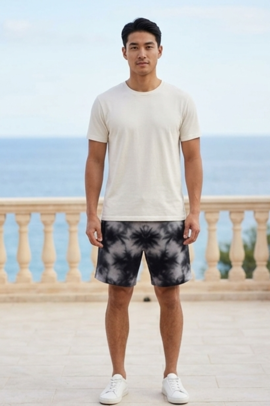 White Black Tie Dye Shorts