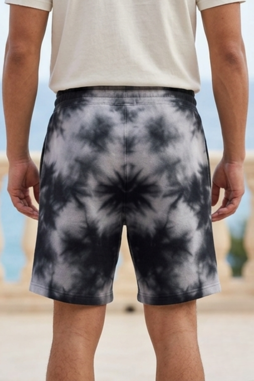 White Black Tie Dye Shorts