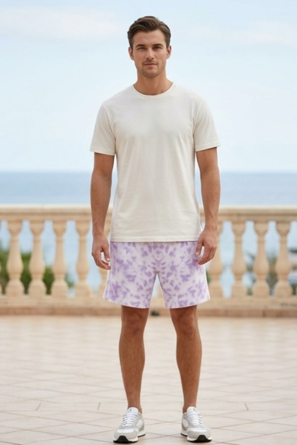 White Lavender Tie Dye Shorts