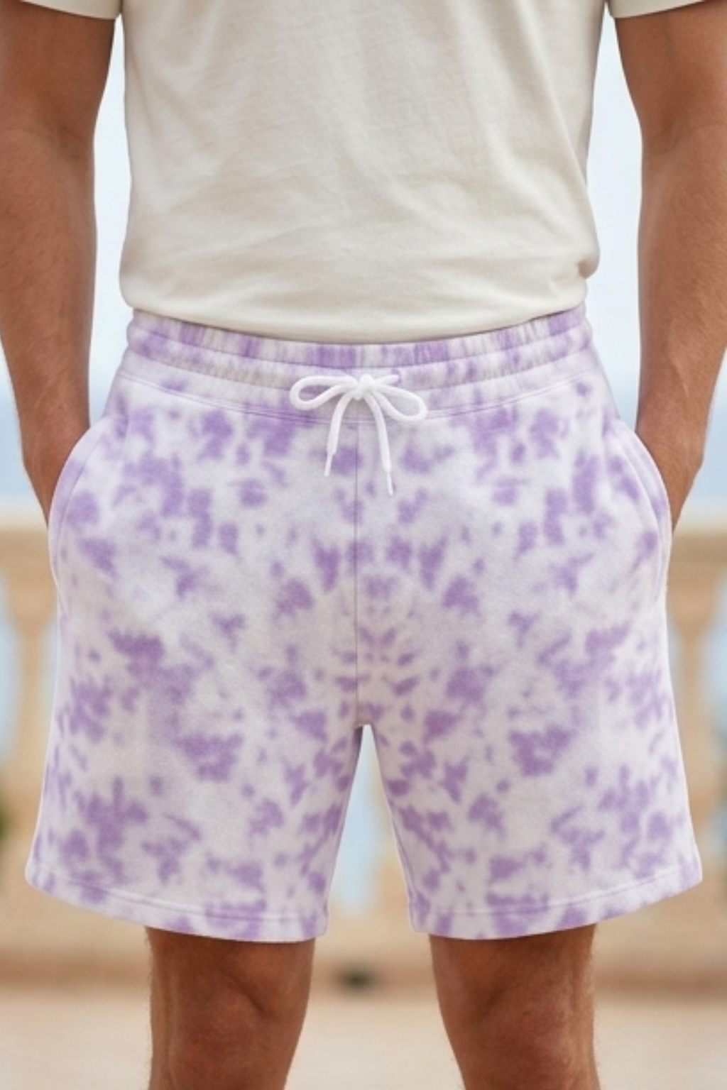 White Lavender Tie Dye Shorts
