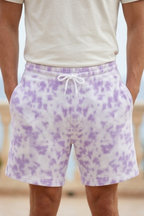 White Lavender Tie Dye Shorts
