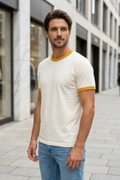 Mustard Yellow Off White Ringer T-Shirt