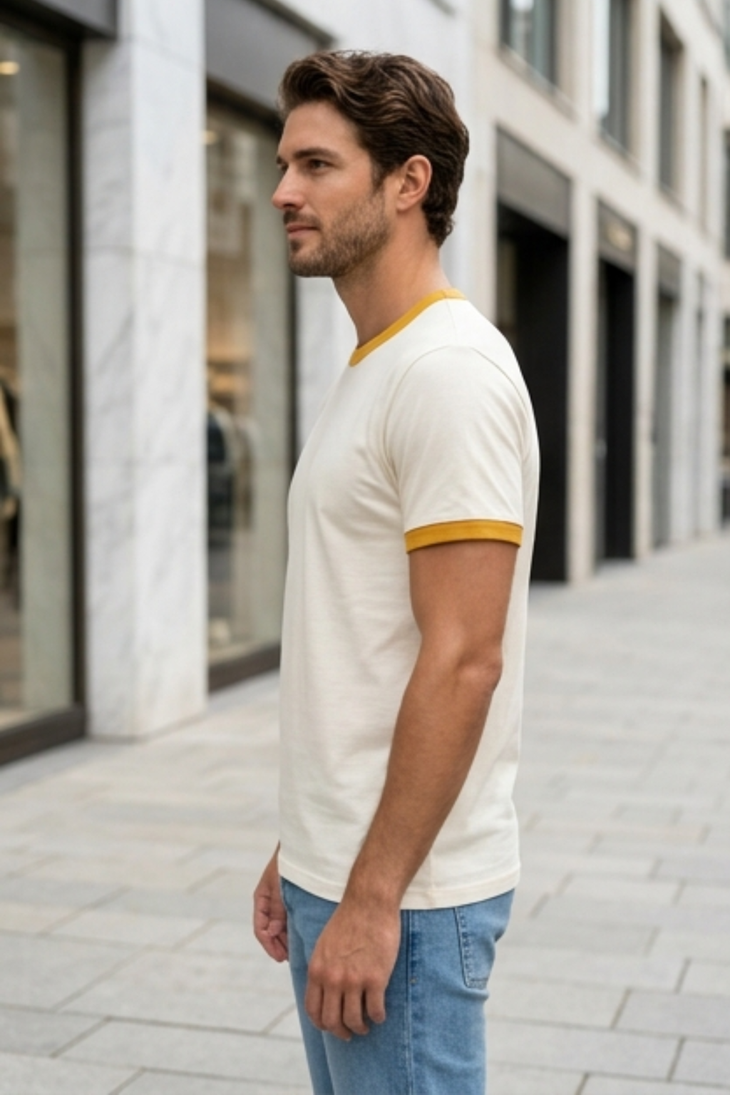 Mustard Yellow Off White Ringer T-Shirt