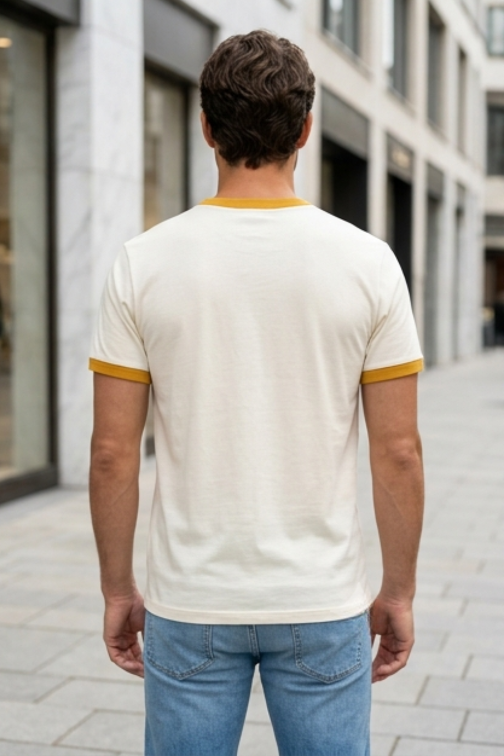 Mustard Yellow Off White Ringer T-Shirt