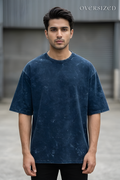 Navy Blue Acid Washed Oversized T-Shirt