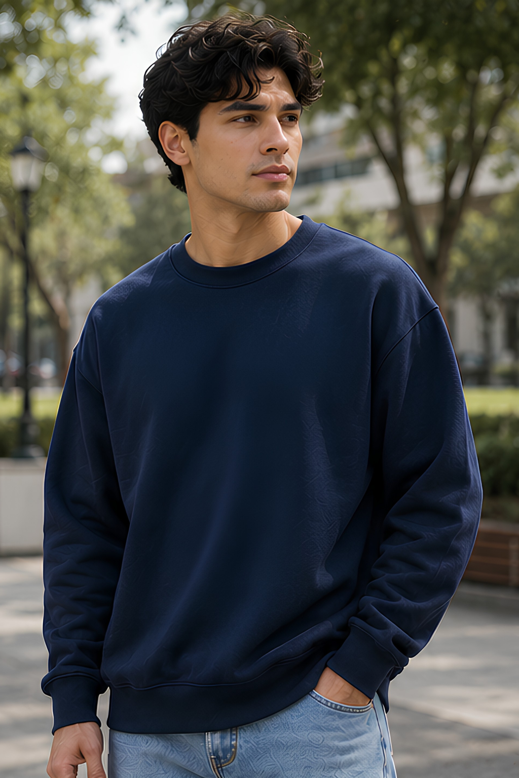 Navy Blue Oversized Sweatshirt