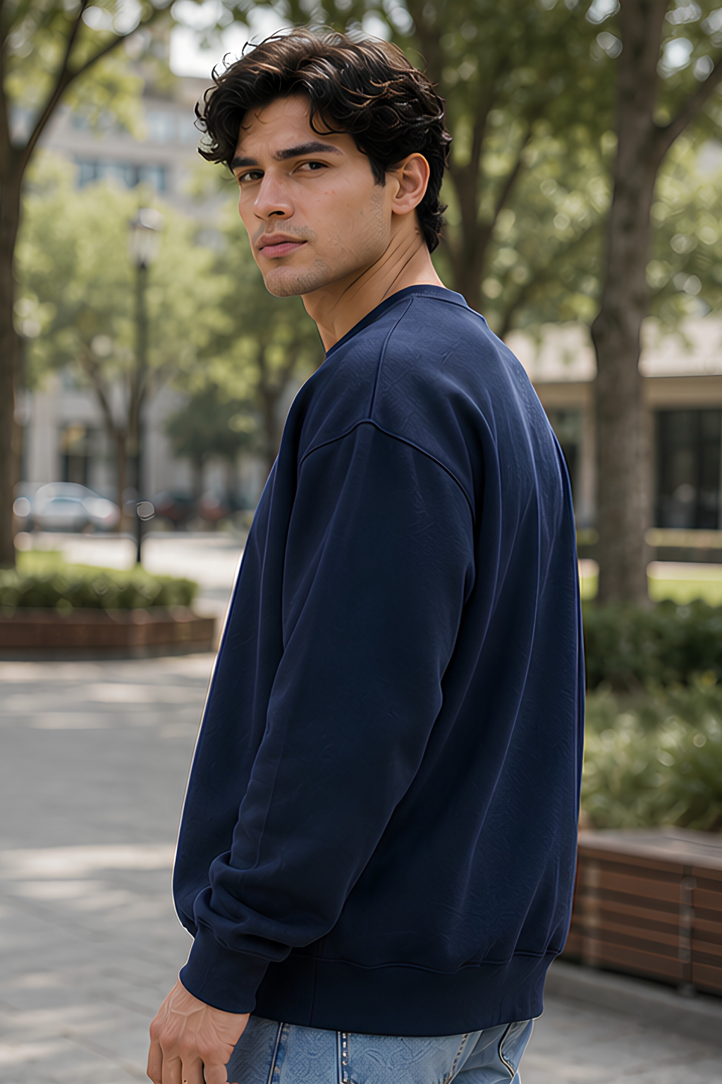 Navy Blue Oversized Sweatshirt
