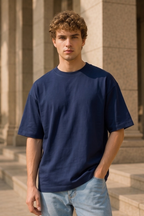 Navy Blue Terry Oversized T-Shirt