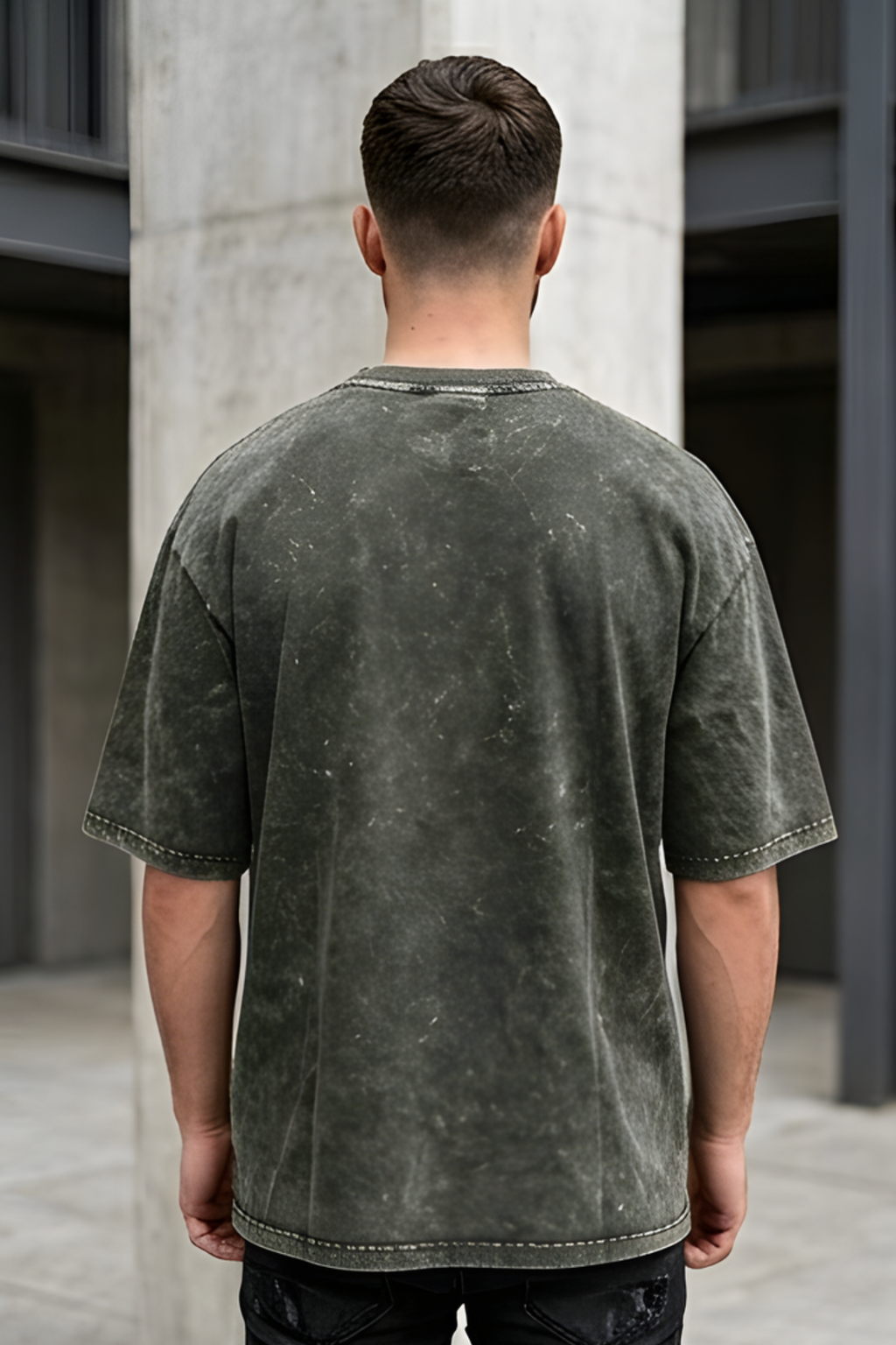 Olive Green Acid Washed Oversized T-Shirt