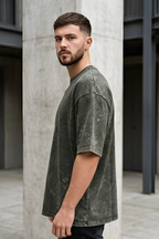 Olive Green Acid Washed Oversized T-Shirt