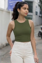 Olive Green Crop Tank