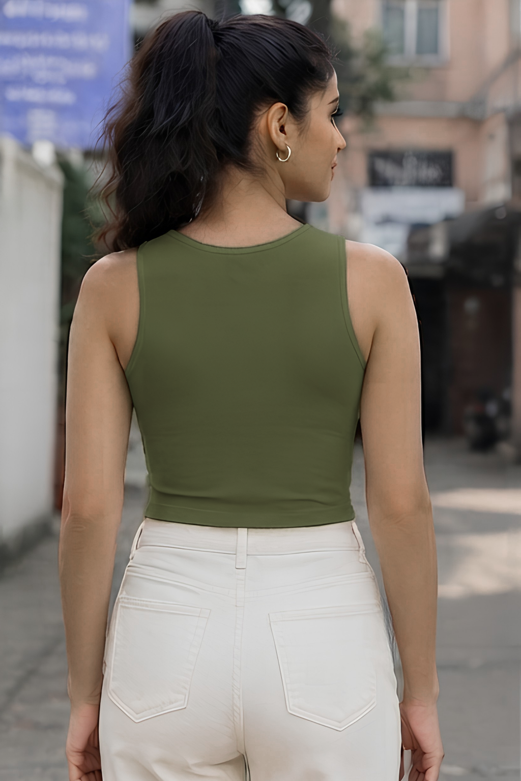 Olive Green Crop Tank