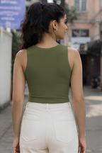 Olive Green Crop Tank