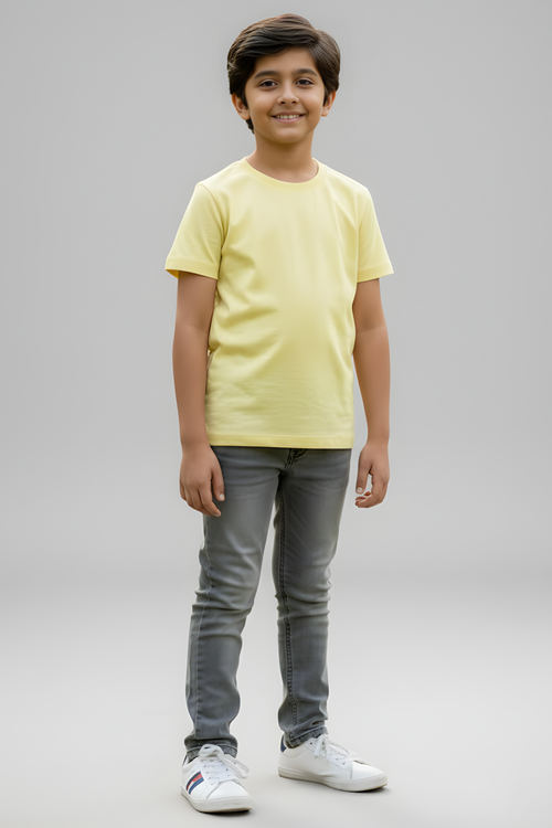 Beige Kid's Crew Neck T-Shirt