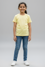 Beige Kid's Crew Neck T-Shirt