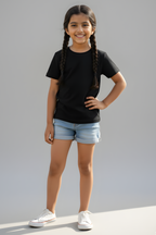 Black Kids's Crew Neck T-Shirt