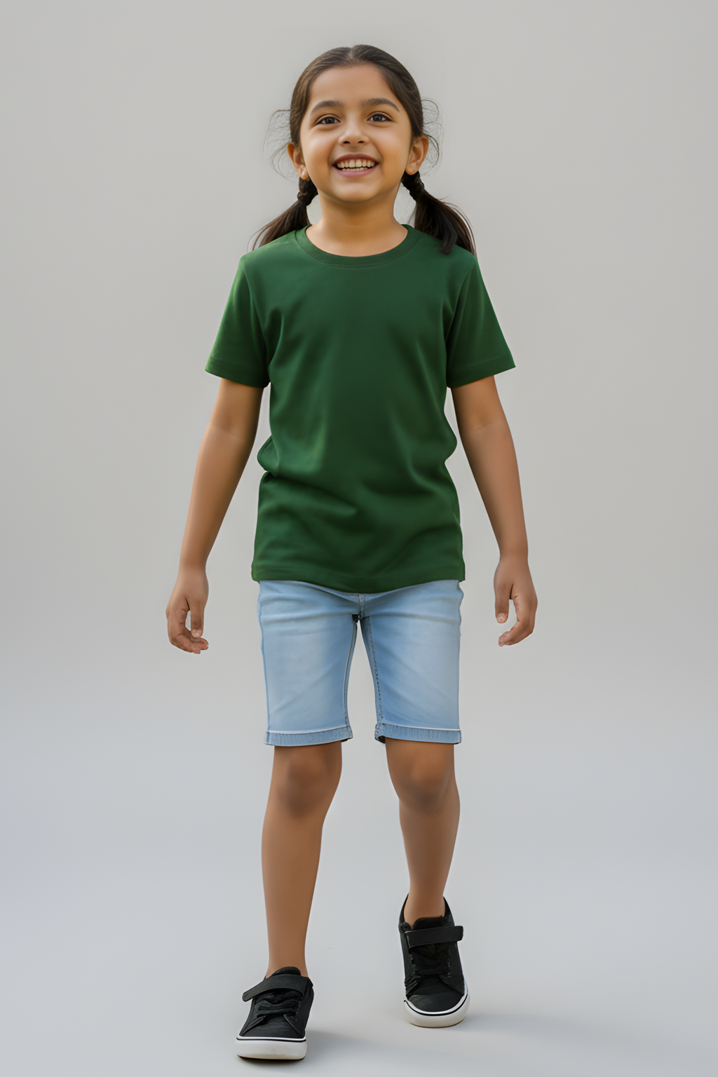 Bottle Green Kid's Crew Neck T-Shirt