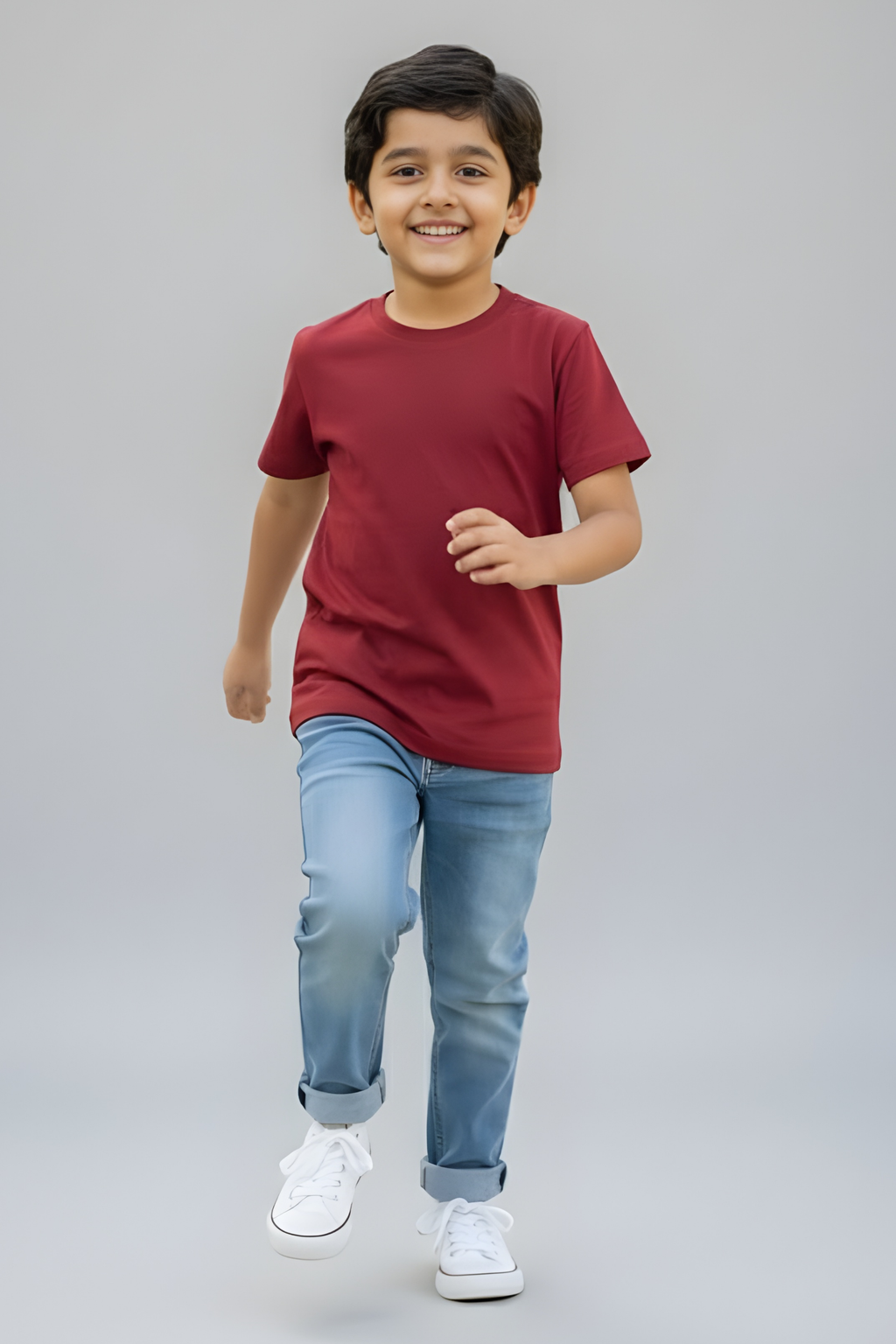 Brick Red Kid's Crew Neck T-Shirt