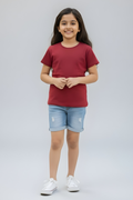 Brick Red Kid's Crew Neck T-Shirt
