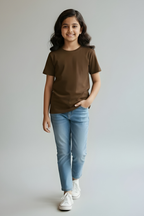 Coffee Brown Kid's Crew Neck T-Shirt