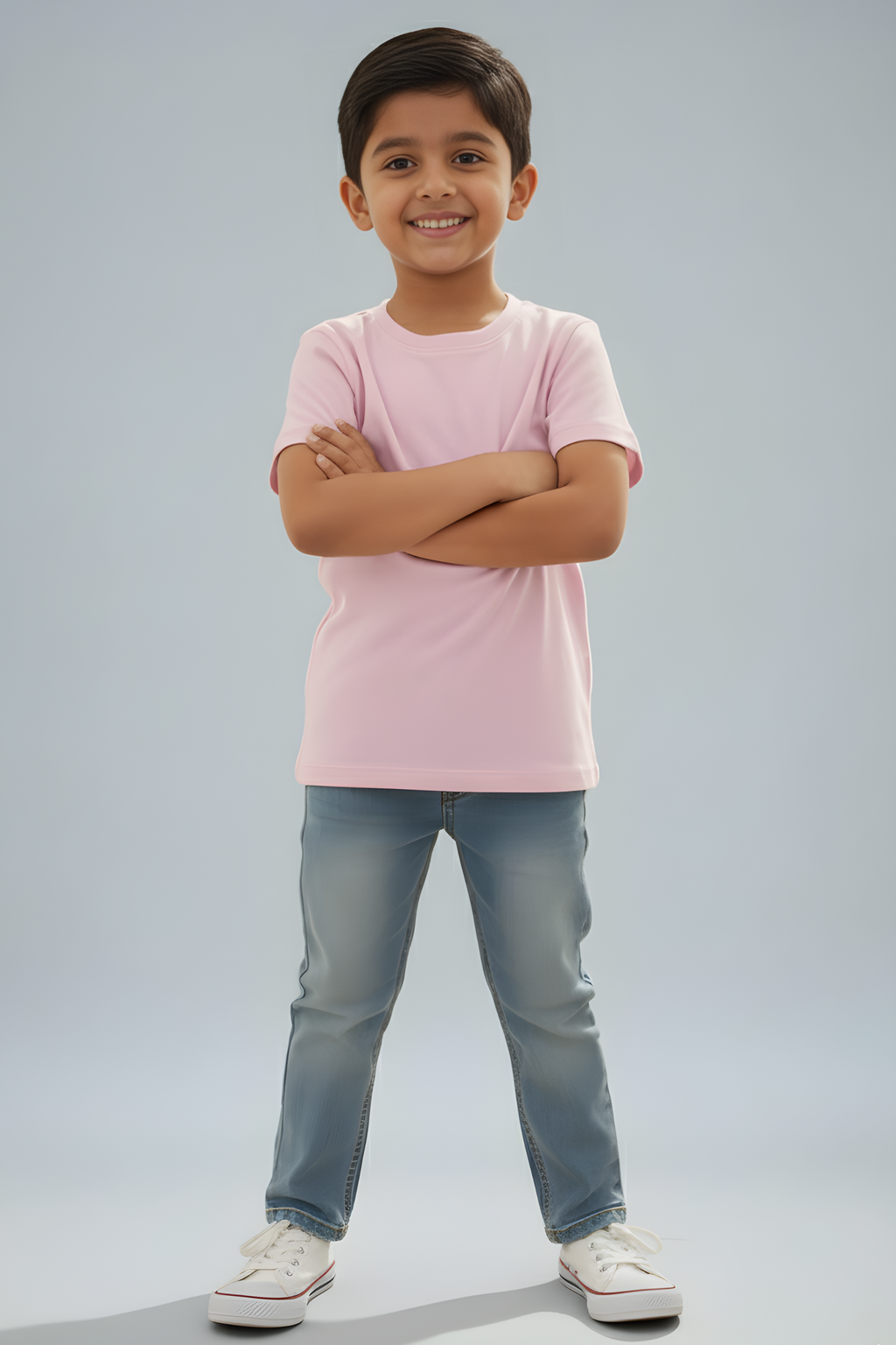 Light Baby Pink Kid's Crew Neck T-Shirt