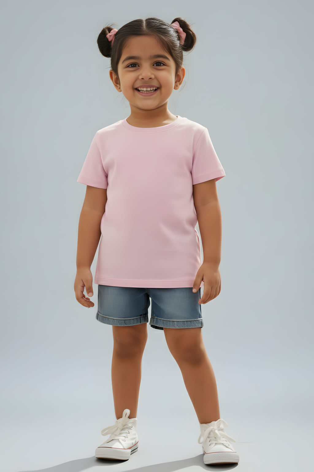Light Baby Pink Kid's Crew Neck T-Shirt