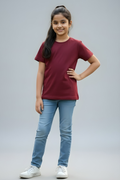 Maroon Kid's Crew Neck T-Shirt