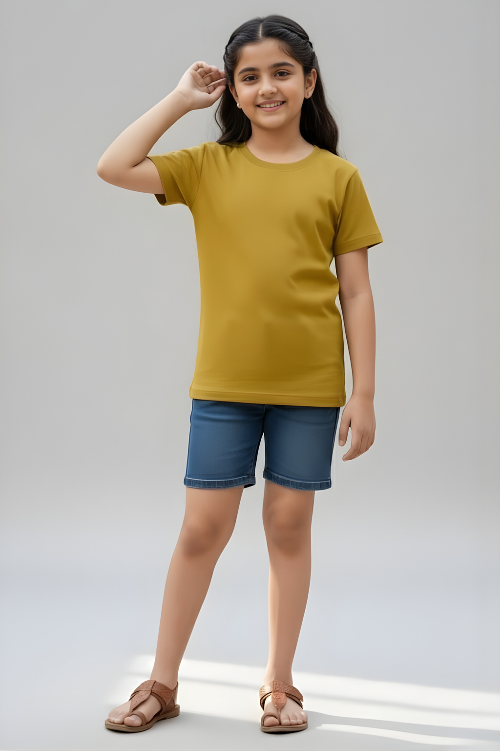 Mustard Yellow Kid's Crew Neck T-Shirt