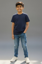 Navy Blue Kid's Crew Neck T-Shirt