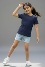 Navy Blue Kid's Crew Neck T-Shirt