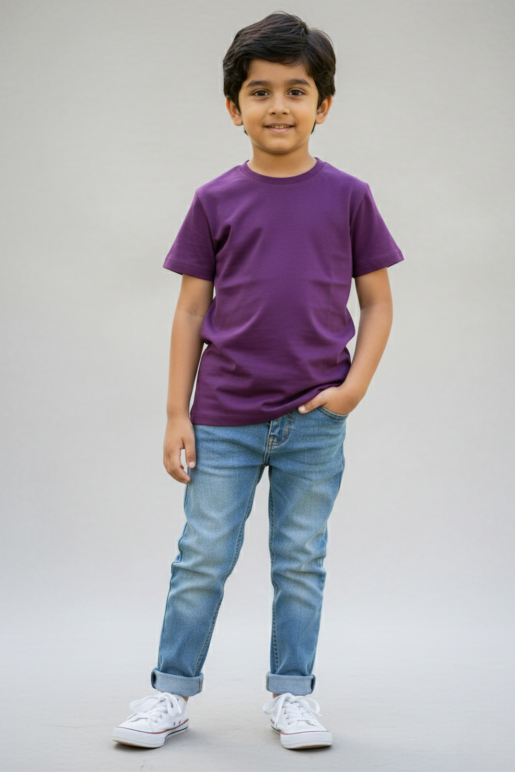 Purple Kid's Crew Neck T-Shirt
