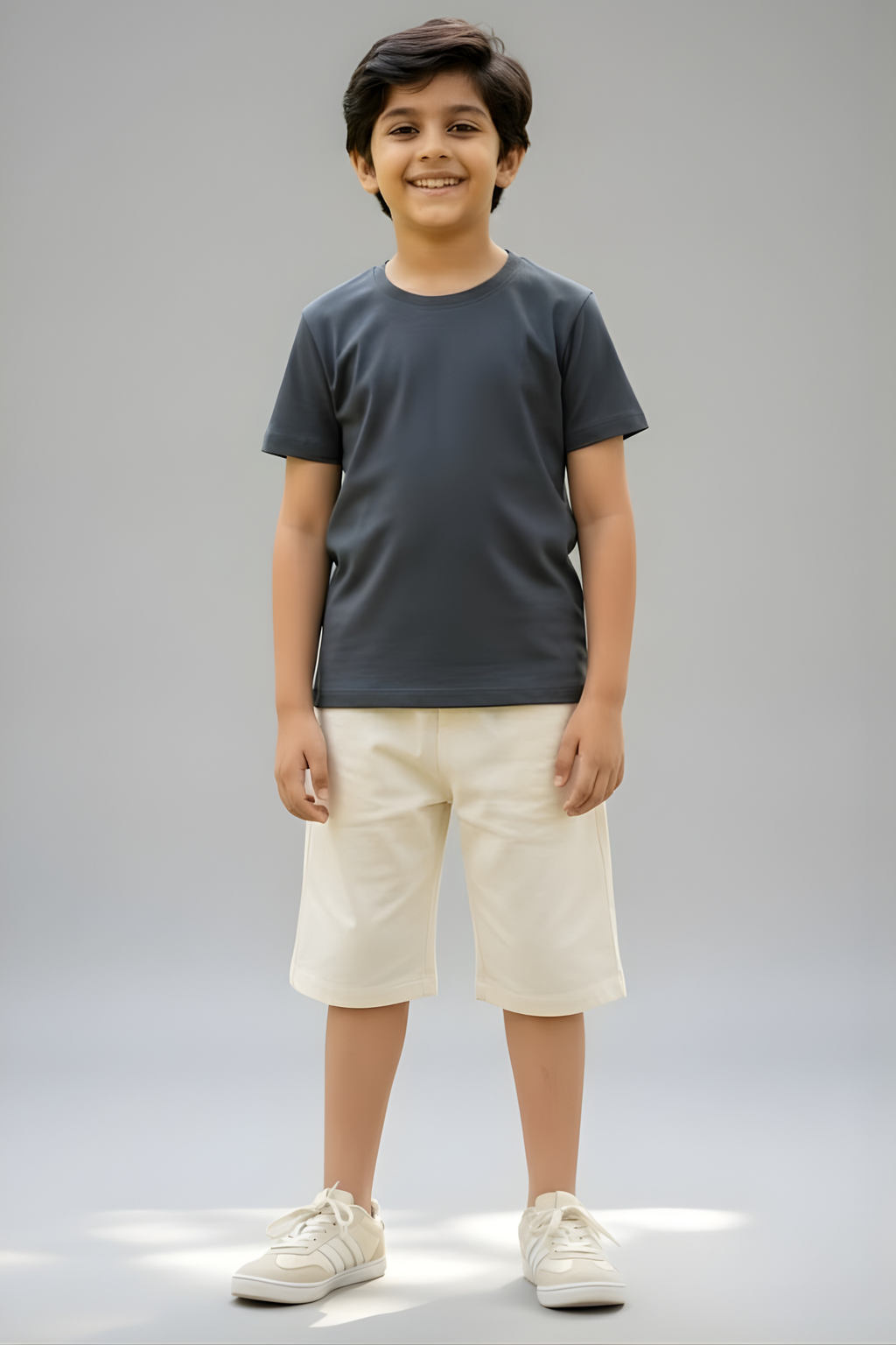 Steel Grey Kid's Crew Neck T-Shirt