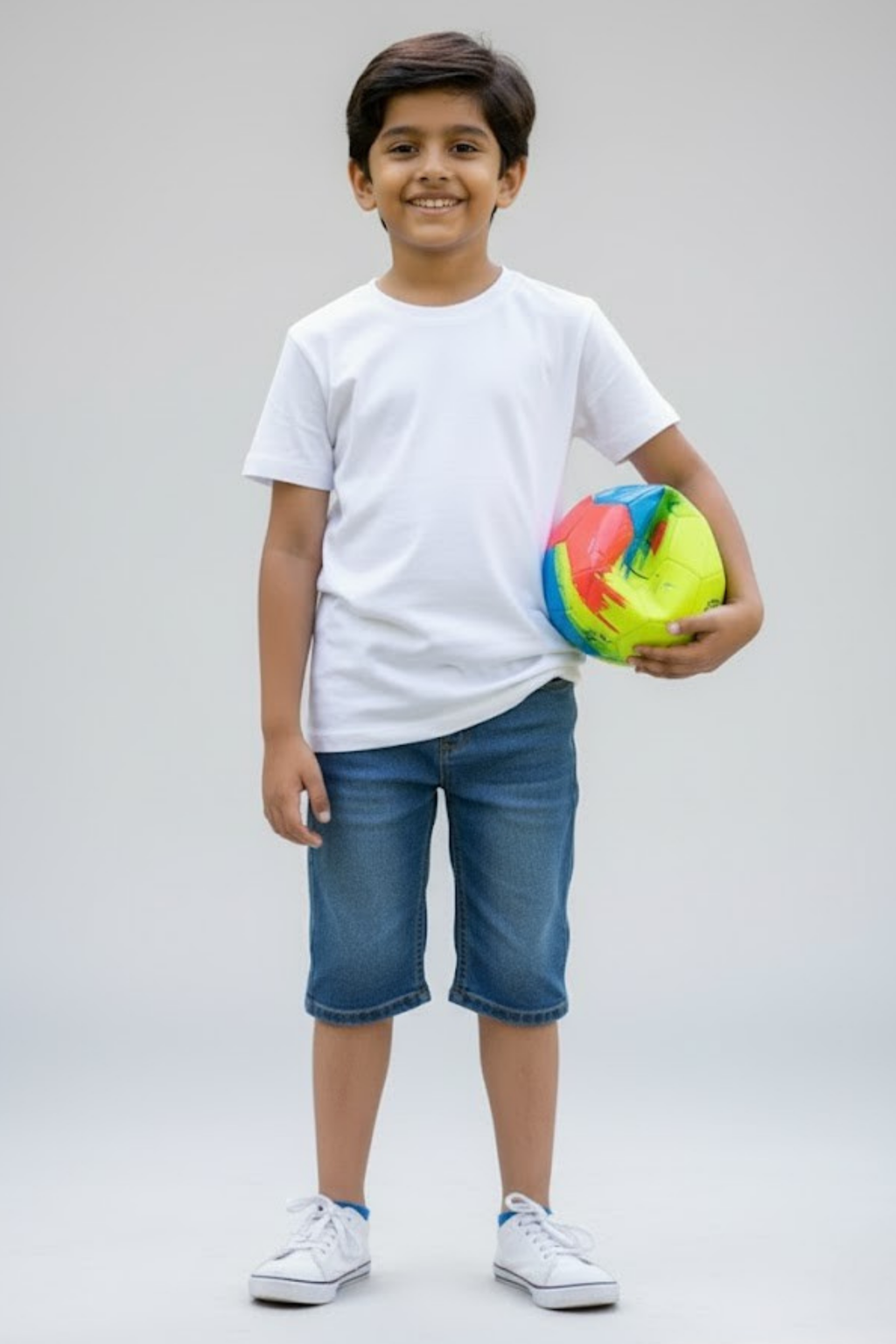 White Kids's Crew Neck T-Shirt