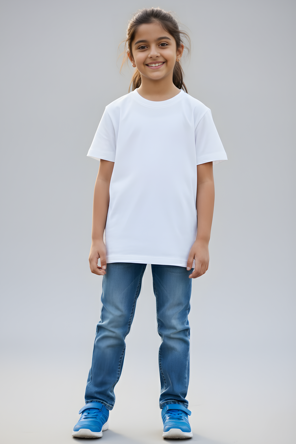 White Kids's Crew Neck T-Shirt