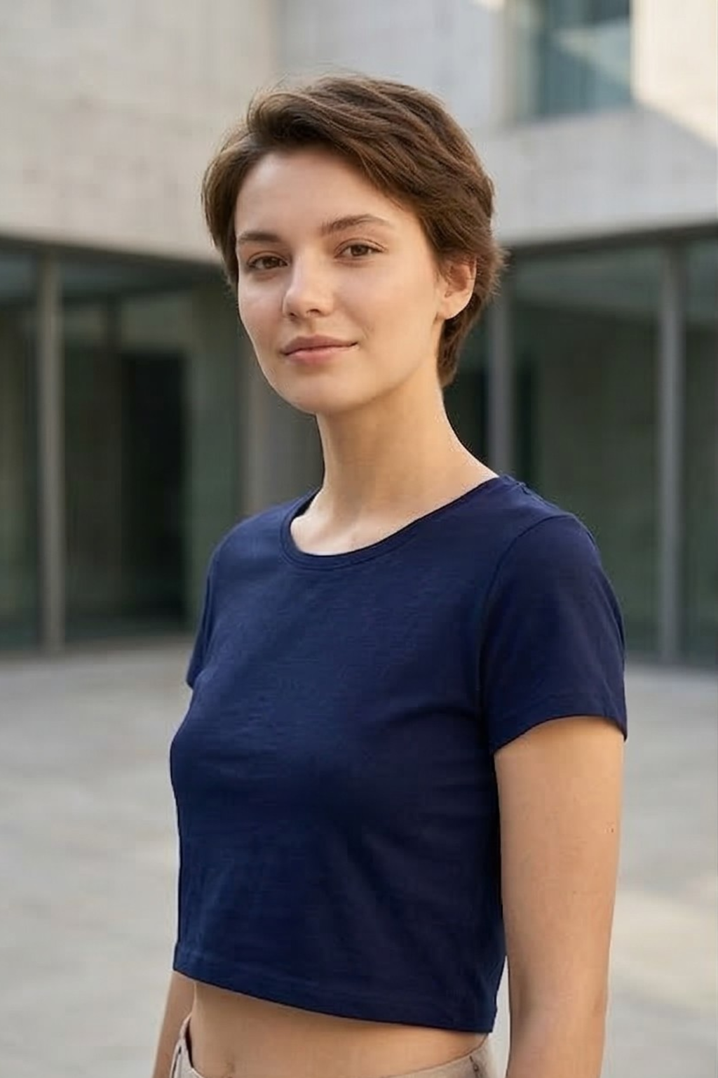 Navy Blue Crop Top