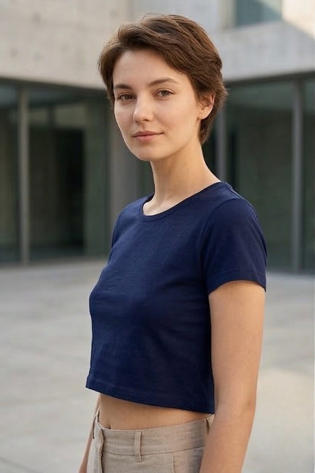 Navy Blue Crop Top
