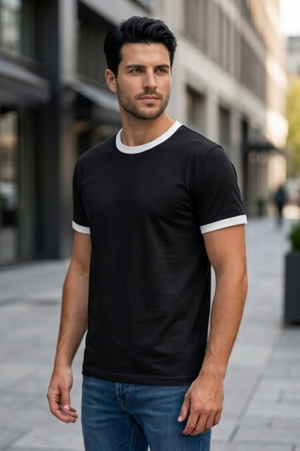 White Black Ringer T-Shirt