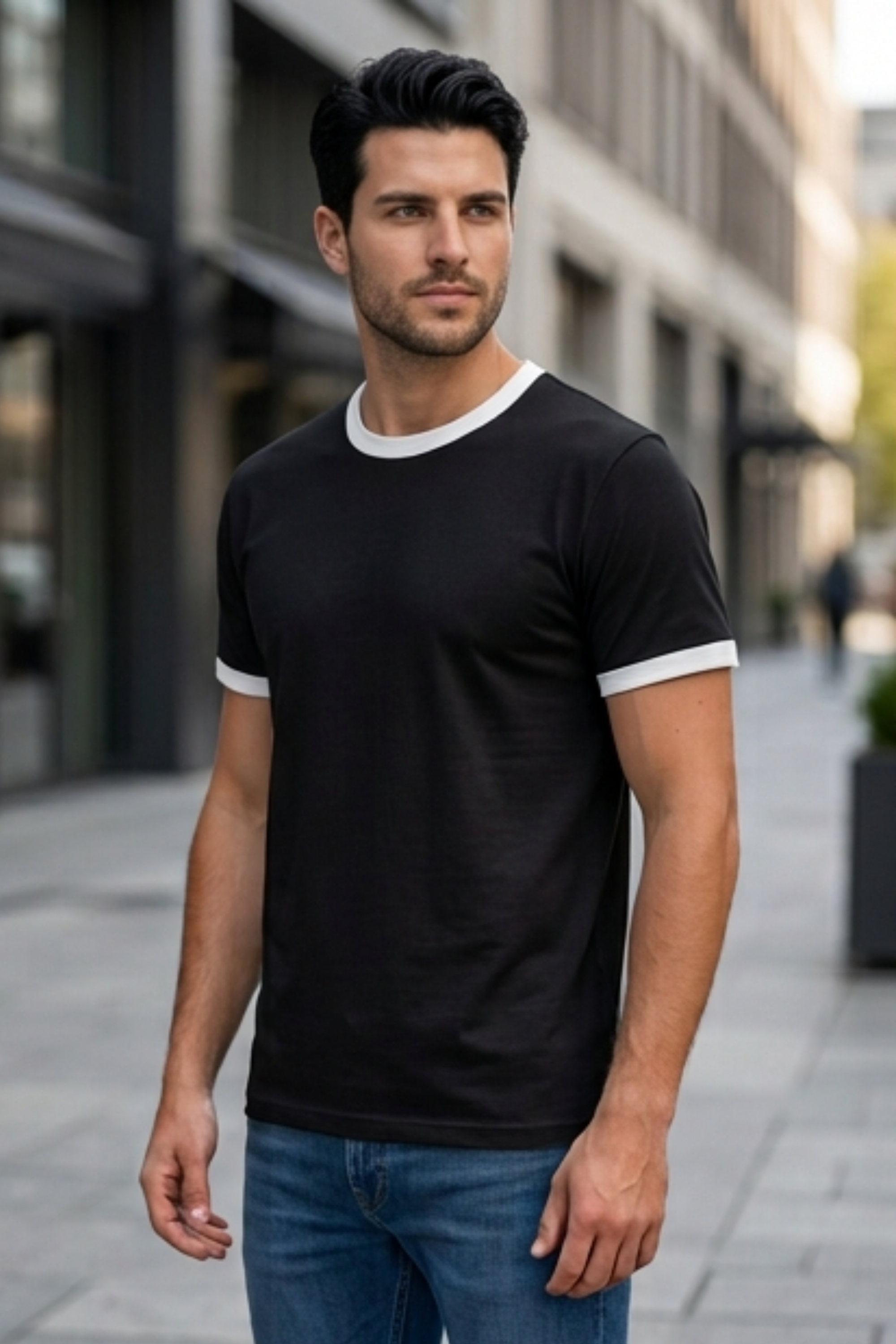 White Black Ringer T-Shirt
