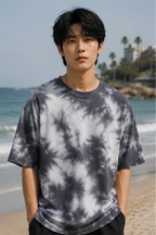 White Black Tie Dye Oversized T-Shirt