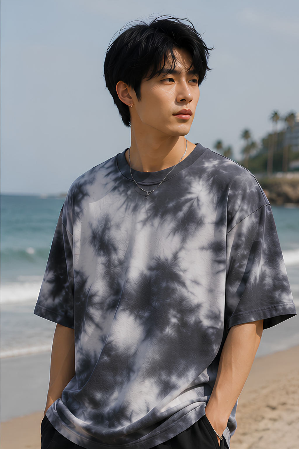 White Black Tie Dye Oversized T-Shirt