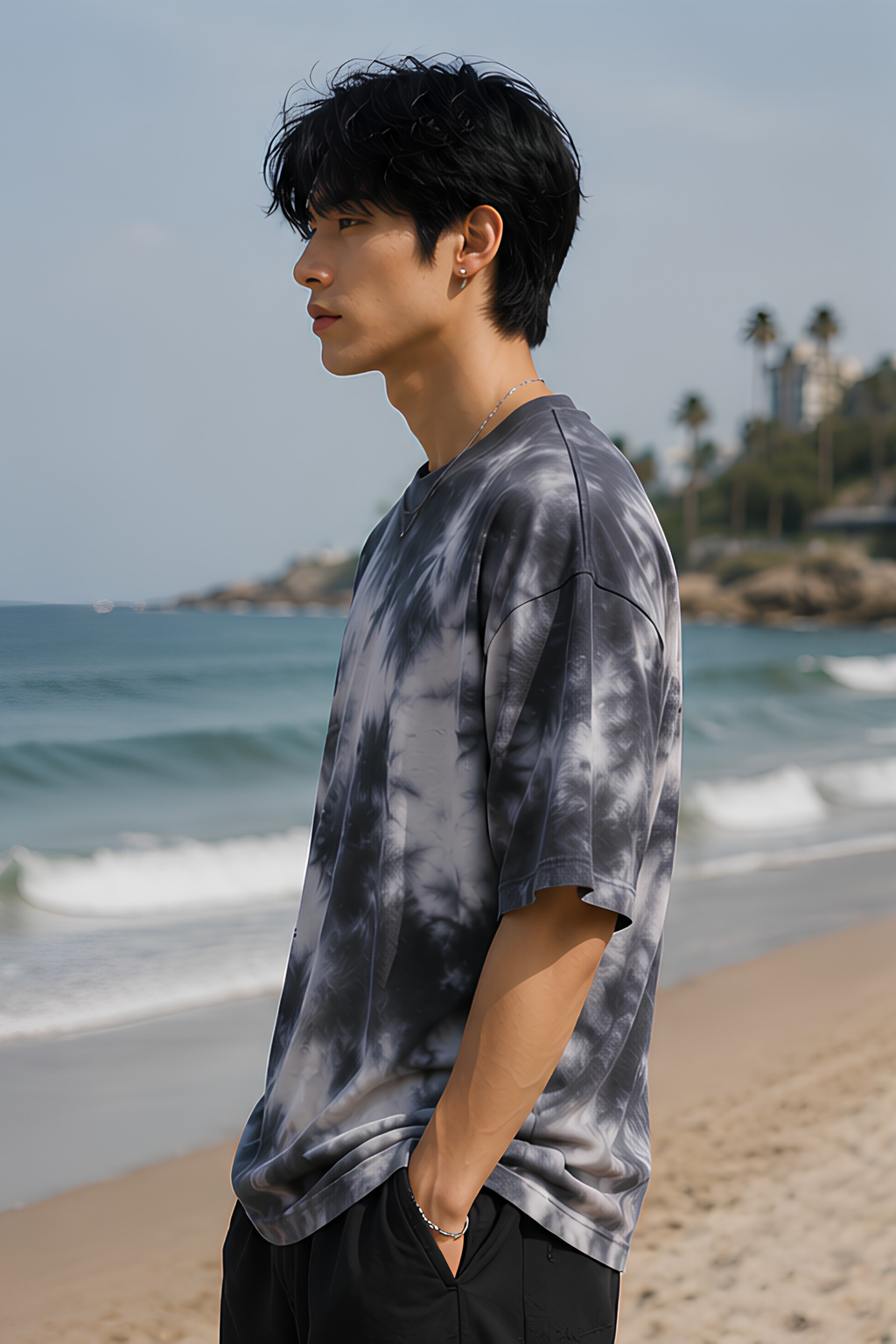 White Black Tie Dye Oversized T-Shirt