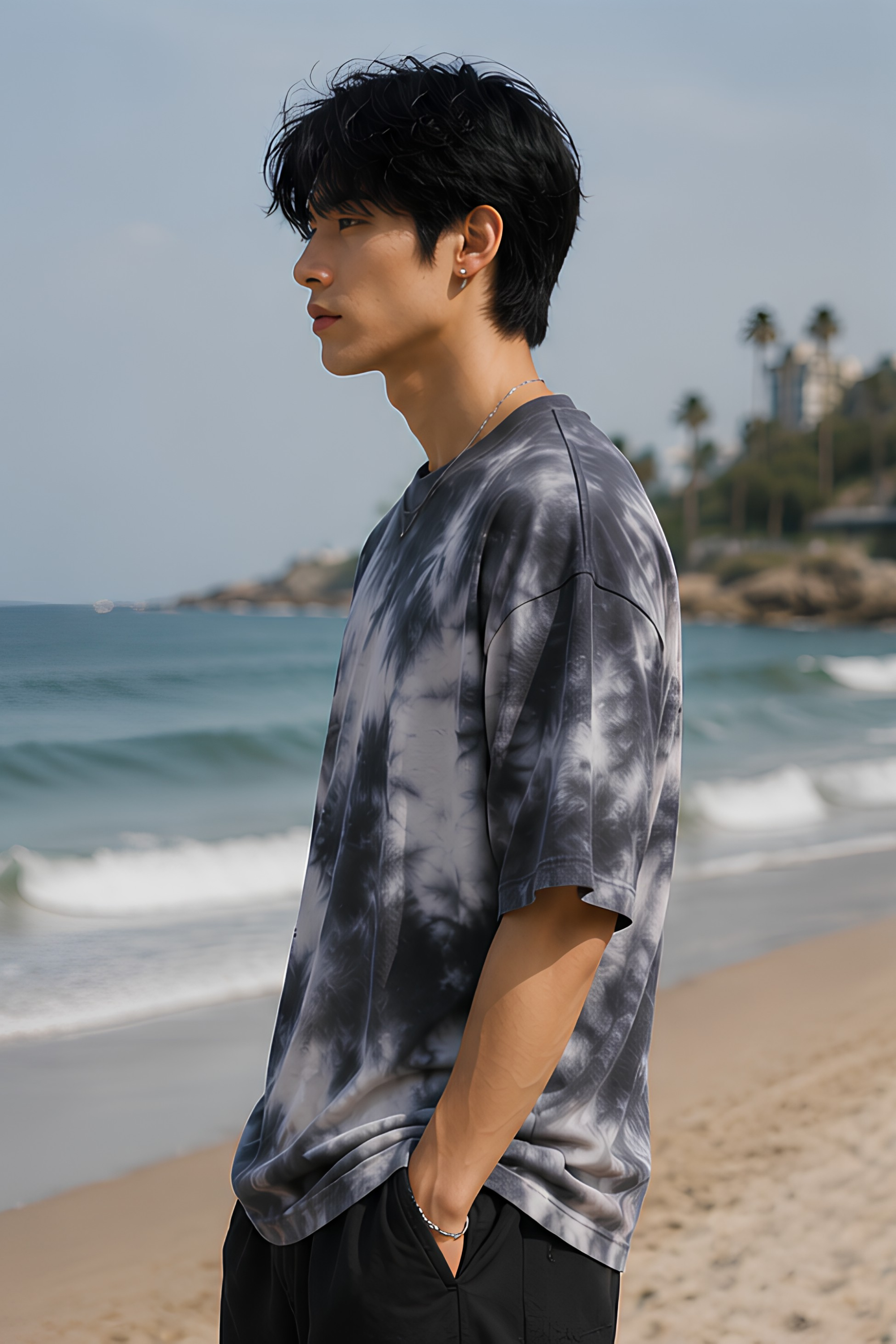 White Black Tie Dye Oversized T-Shirt