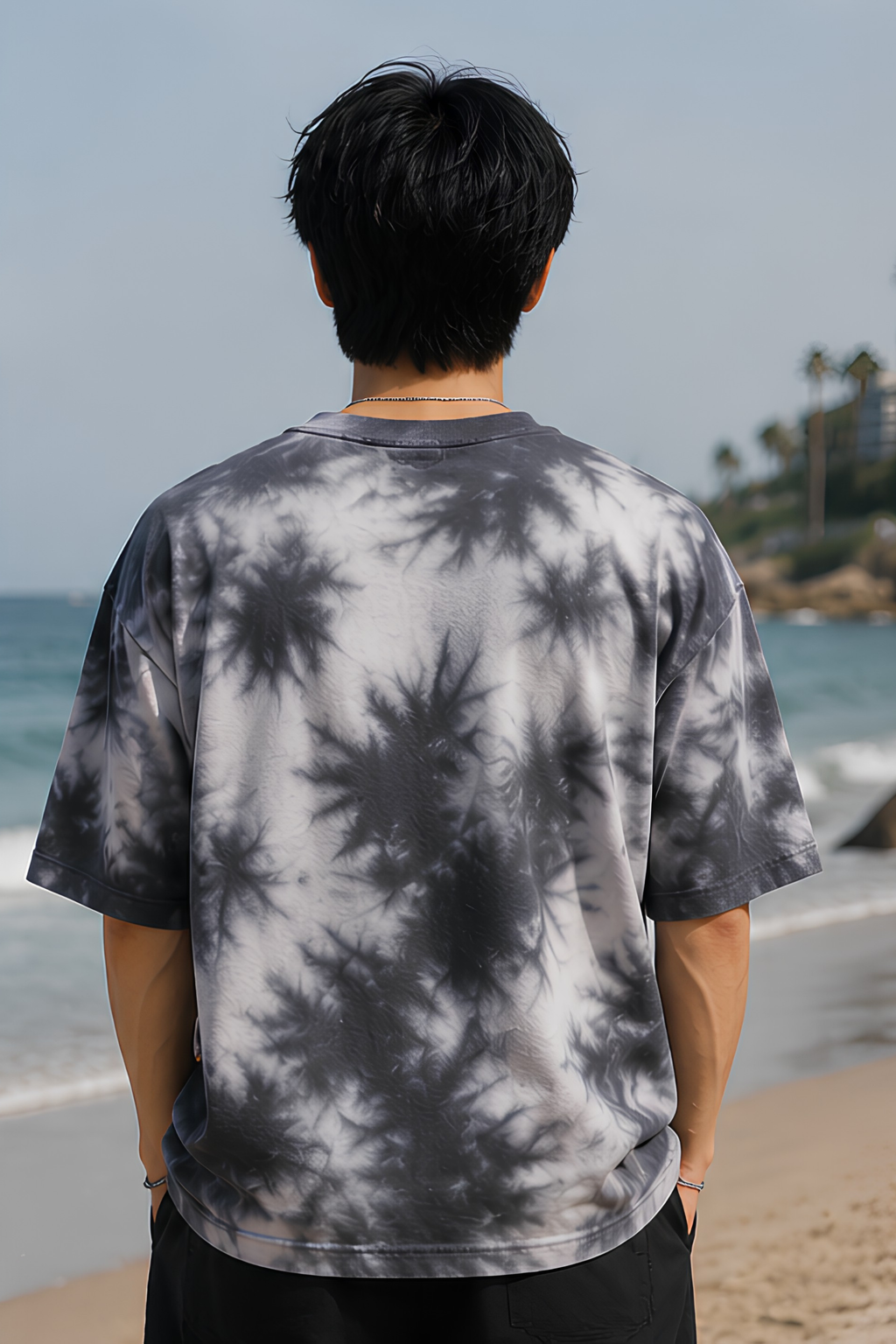 White Black Tie Dye Oversized T-Shirt