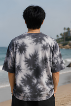 White Black Tie Dye Oversized T-Shirt