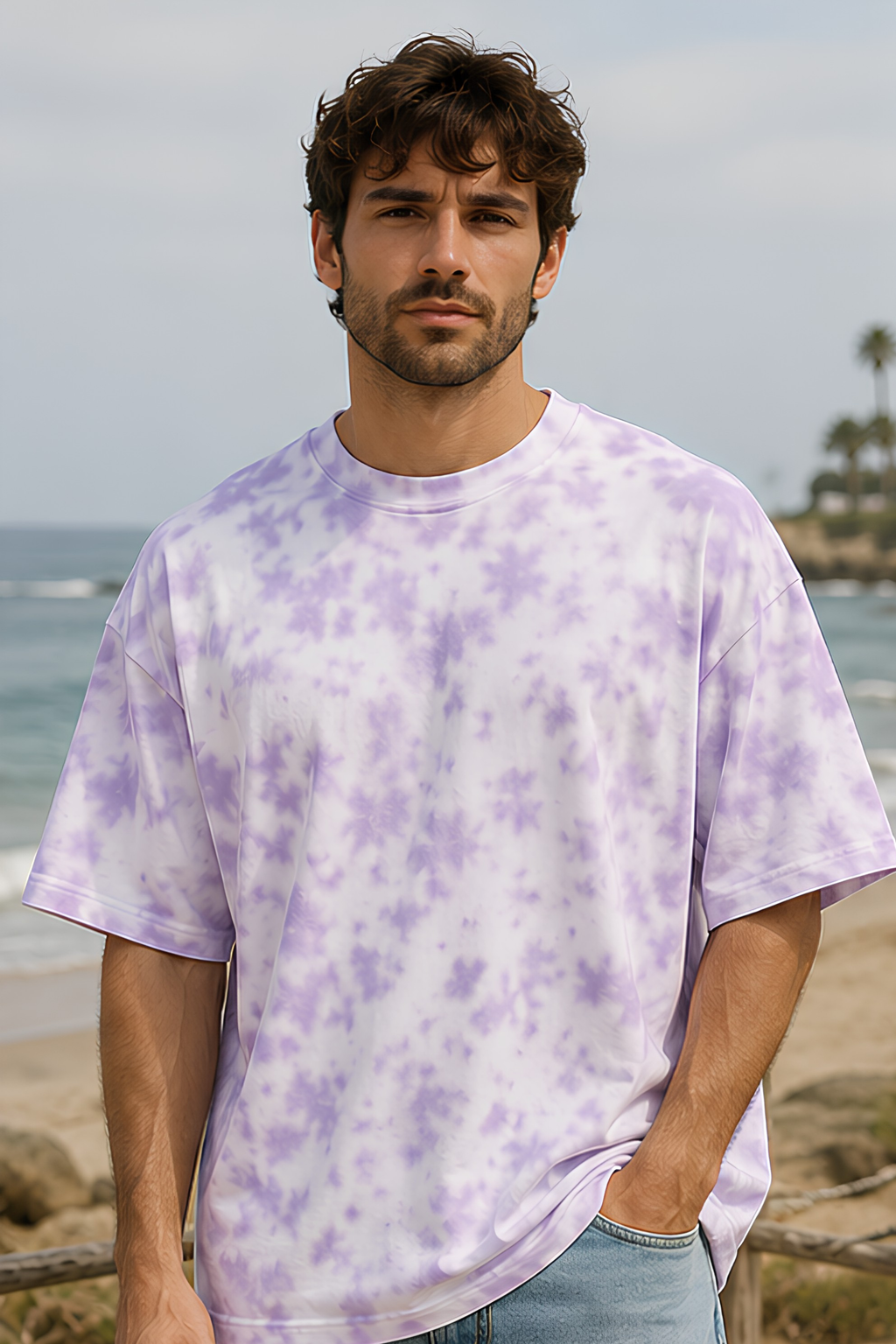 White Lavender Tie Dye Oversized T-Shirt