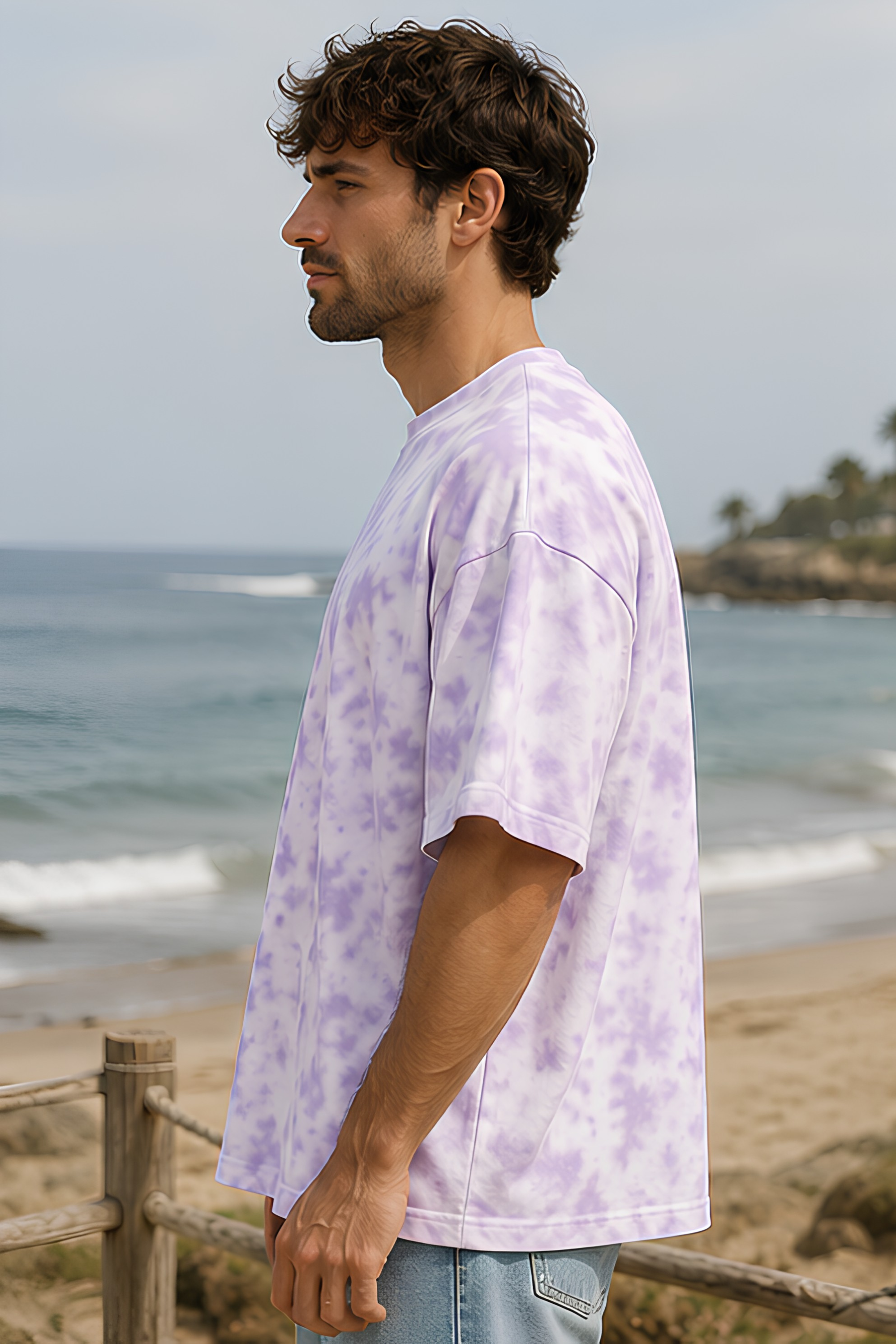White Lavender Tie Dye Oversized T-Shirt